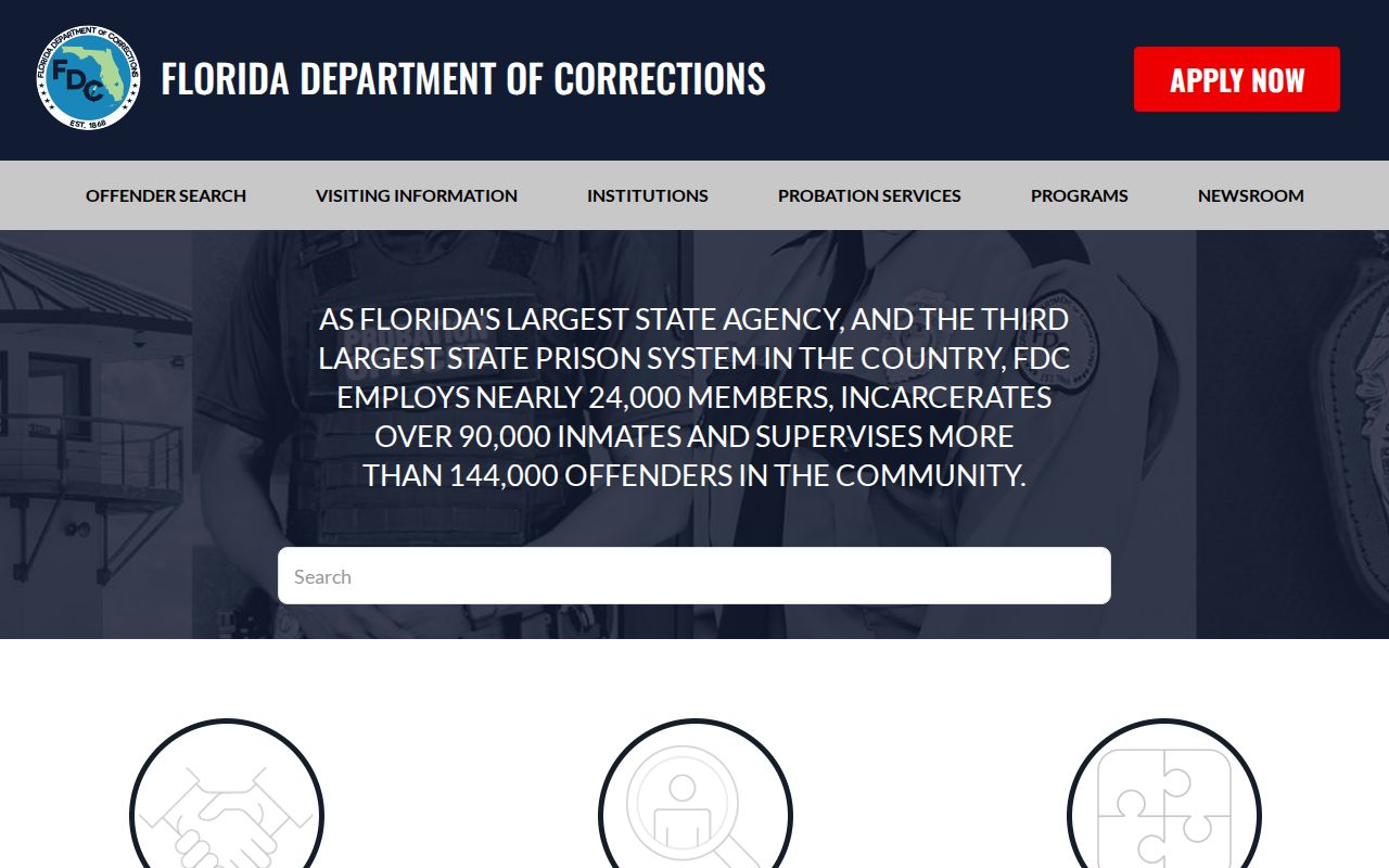 FDC home page for Florida released inmate and corrections records