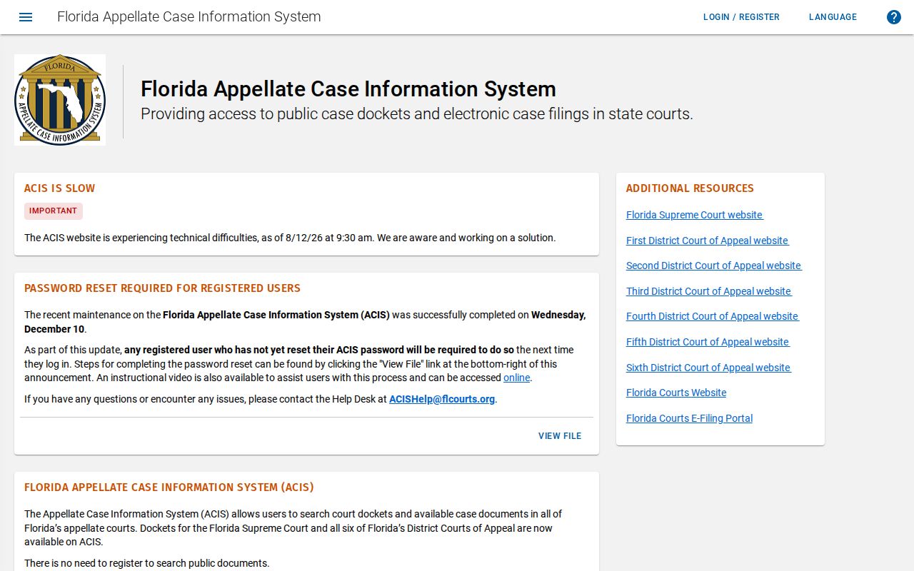 Florida appellate court search used with released inmate records